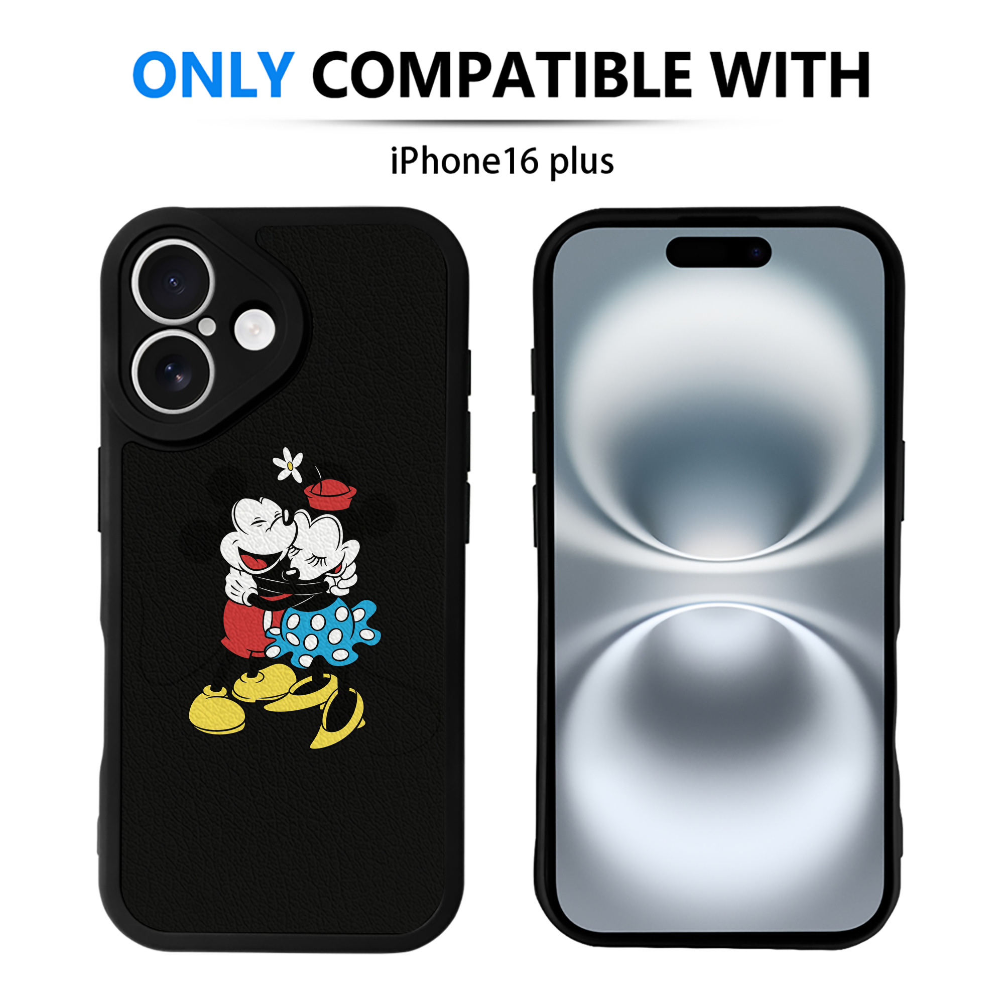 （画像用） ミッキーマウス Mickey Mouse 【iPhone 16シリーズ対応】シリコンスマホケース（レザー調） 材質：シリコン
